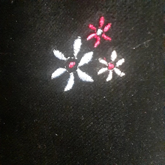 Hanna Andersson Black Crushed Velvet Embroidered With Flowers Lined Size 12 - Picture 2 of 5